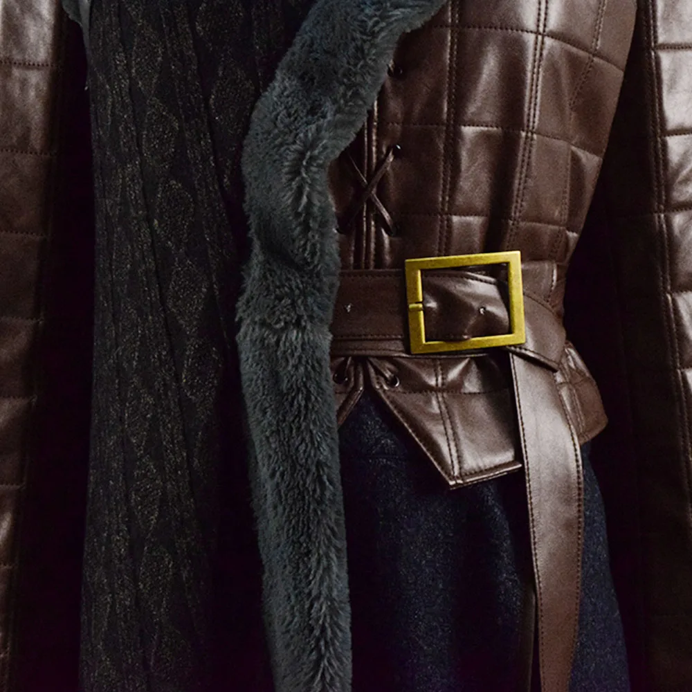 CosDaddy Arya Stark Косплей Костюм женский коричневый PU Наряд полный комплект