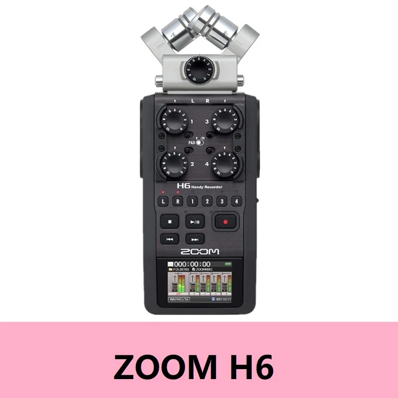 Зум H6 портативный профессиональный ручной цифровое записывающее устройство 6-трек для интервью X/Y боковой микрофон аудио Интерфейс операции мульти-трек - Цвет: ZOOM H6