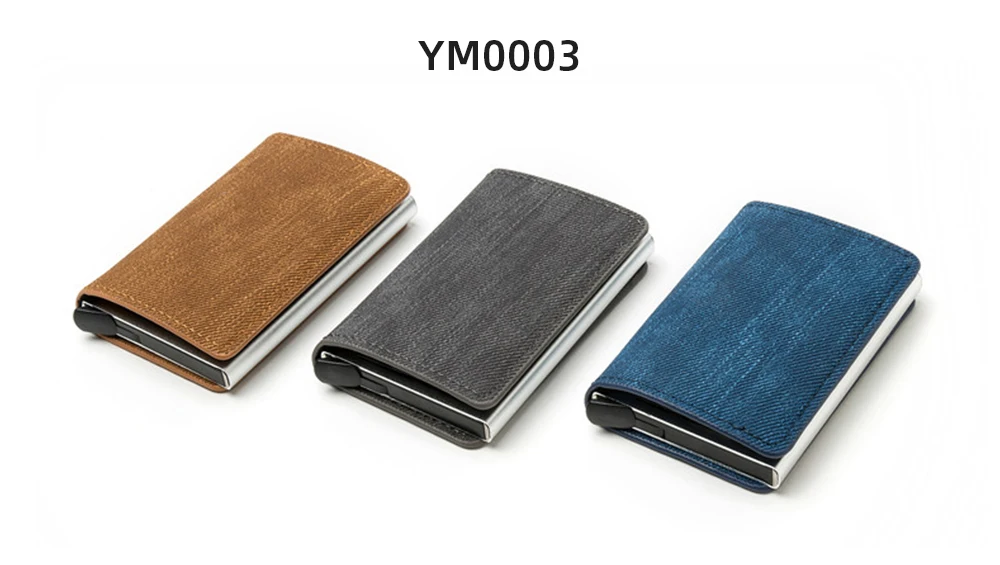 Business ID Credit Card Holder Men Women Coin Leather Wallet RFID Aluminium CardHolder Box with Money Clips Purse