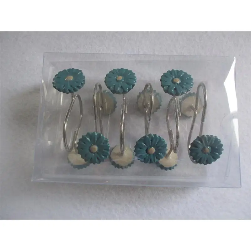 12pcs Curtain Hooks Resin Flower Shaped Safe Durable Fashion Curtain Supplies Clasps Pothooks for Bathroom Home Hotel