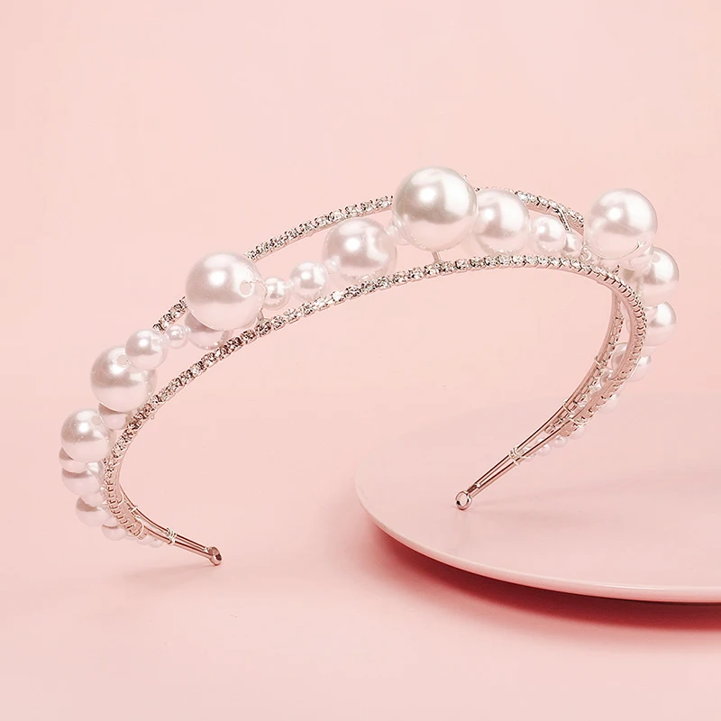 QYY Bridal Hairband Pearl Headband for Women Hair Accessories Party Headbands Tiaras and Crowns Headpiece Hair Jewelry Gifts