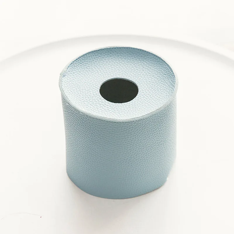Скандинавские из искусственной кожи водонепроницаемые бытовые круглые бумажные салфетки в рулонах коробка для хранения кухонные аксессуары чехол - Цвет: sky blue