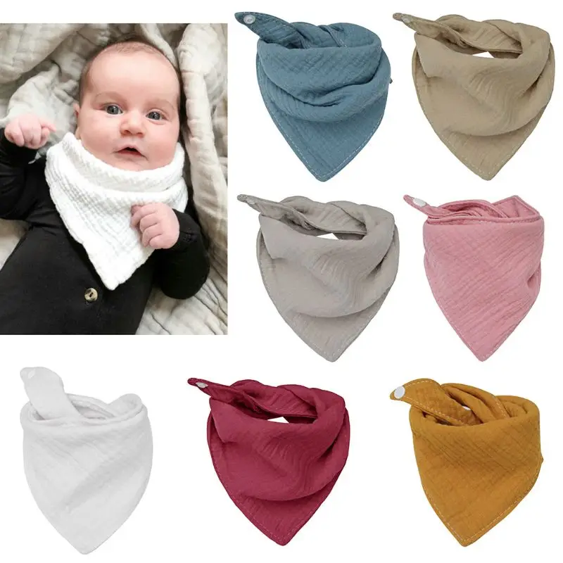 Baby Infant Cotton Bib Solid Color Triangle Scarf Feeding Saliva Towel Bandana Burp Cloth Boy Girl Babies Accessories Bibs