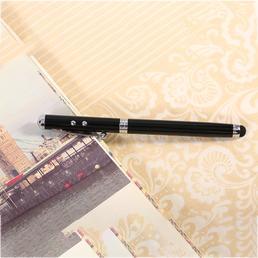 4 In 1 Multifunctional LED Light Touch Screen Capacitor Pen Laser Type Handheld Ballpoint Pen Metal Body Electronic Touch Pen