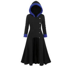 Пальто-ветровка размера плюс, женское осенне-зимнее модное пальто, ассиметричное флисовое Женское пальто с капюшоном в винтажном стиле, длинное пальто