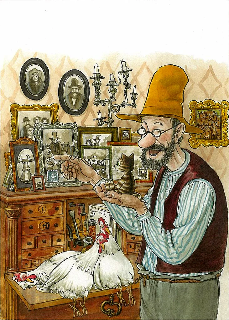 Швейцарское искусство петтсон и финдус Холст Картина старинный крафт плакаты классические стены клеящиеся Настенные обои для детской спальни - Цвет: Зеленый