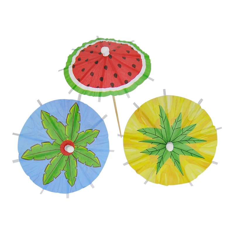 100Pcs Mixed Color Mini Umbrellas Parasol Snack Cocktail Party Pick Decoration Bar accessory Wooden Handle Small
