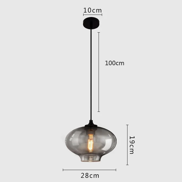 Винтажный промышленный подвесной светильник Ретро серое стекло подвесной светильник для барная лестница столовая E27 Лампа Эдисона освещение - Цвет корпуса: A Style 28cm