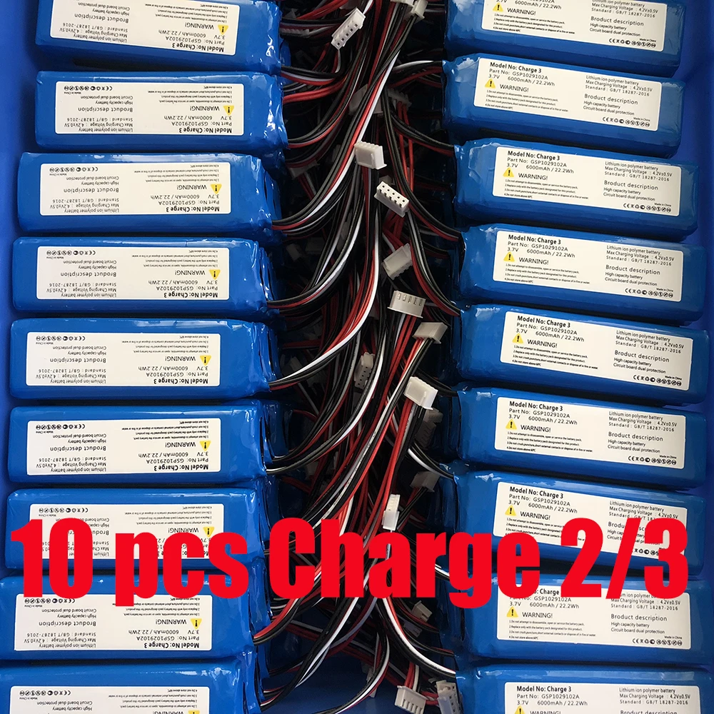 10 шт./лот для JBL Charge 2 2015 3 2016 динамик батареи оптовая продажа 6000 мА/ч GSP1029102A GSP1029102R|Аккумуляторы мобильных