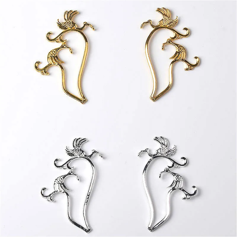 10PCS 46*66mm Fashion Metal Alloy Gold/Silver Color Crane Connectors Hollow Out Charm DIY Findings For Jewelry Making | Украшения и