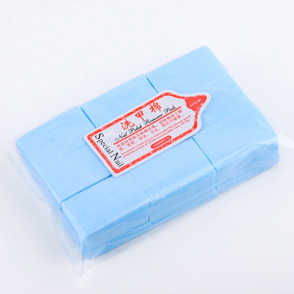 600pcs New Colorful Lint-Free Wipes Napkin Cotton Nail Polish Remover Pads Disposable Cotton Nail Washing Towel Wipes - Цвет: Blue