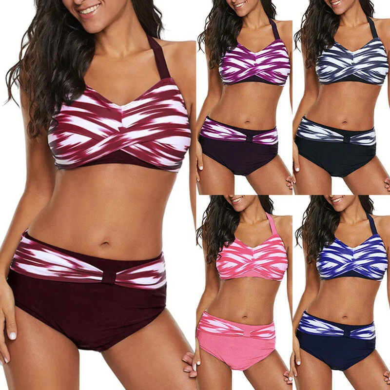 

Fashion Sexy Halter Bikini Set 2019 Summer High Waist Shorts Bathing Suit Backless Swimsuit Two Pieces Swimwear Women Beach Wear
