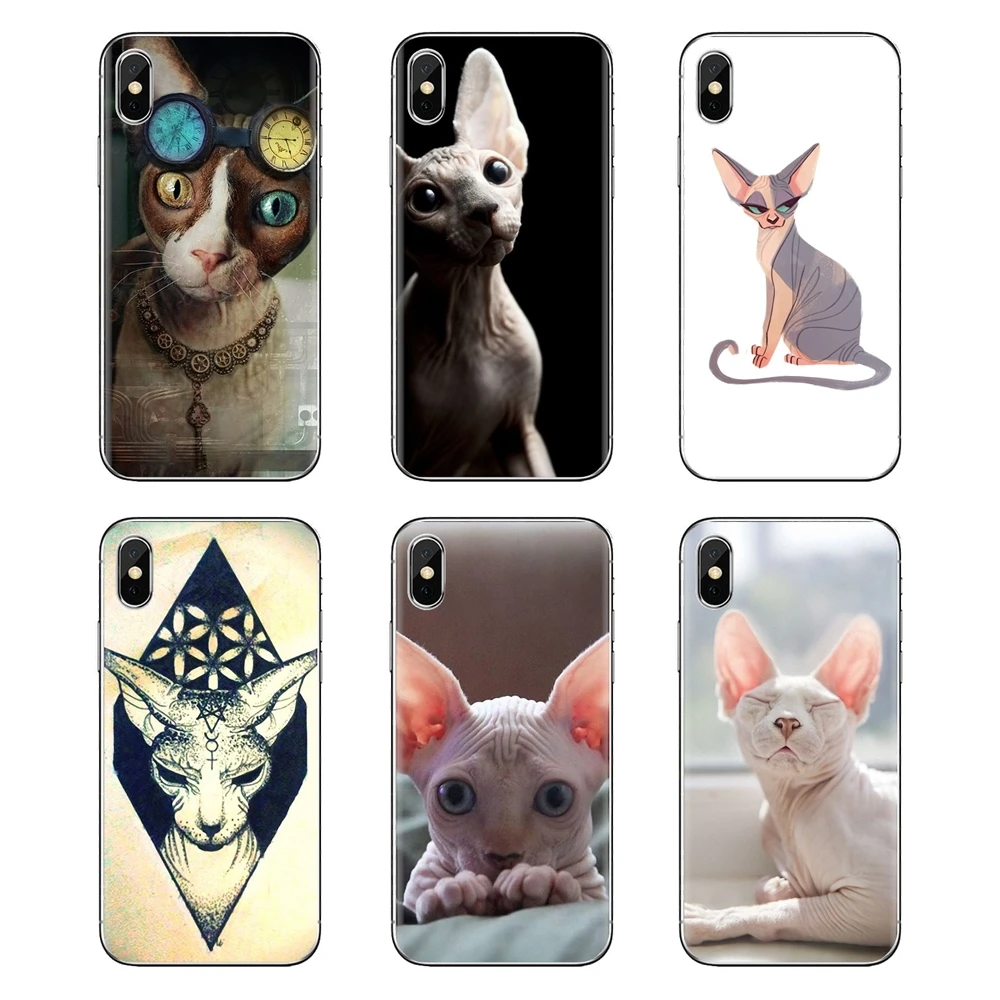 Кошка Сфинкс kitty для iPhone XS Max XR X 4 4S 5 5S 5C SE 6 6S 7 8 плюс samsung Galaxy J1 J3 J5 J7 A3 A5 прозрачный