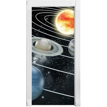 

Decal Home Decor DIY Coamic Planets Door Sticker Self Star Adhesive Paper for Living Room PVC Waterproof 3D Print Sticker Art