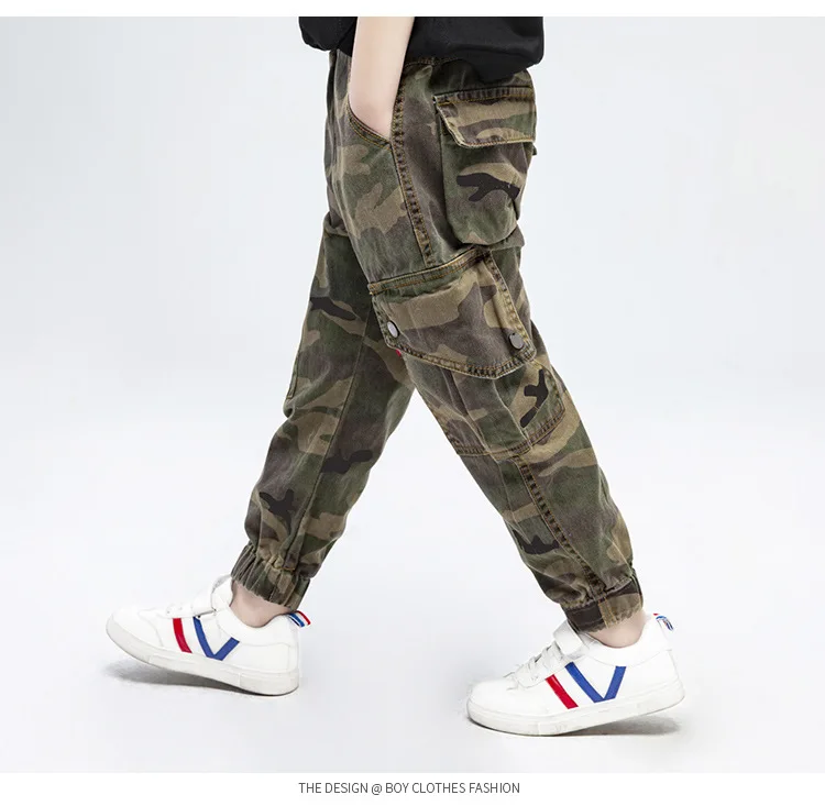 New Style Korean-style Crawler BOY'S Autumn Clothing Big Boy Children Pocket Camouflage Bib Overall Childrenswear