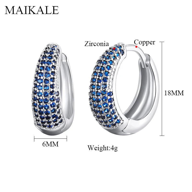 Женские круглые серьги-кольца MAIKALE, маленькие серьги золотистого/серебристого цвета с фианитом, роскошные ювелирные изделия с драгоценными камнями для подарка
