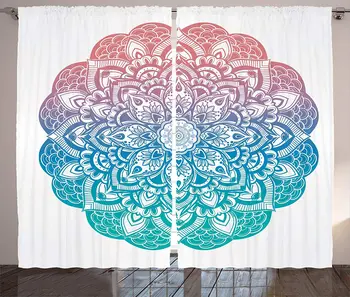 

Mandala Curtains Paisley Floral Gradient Mandala Pattern Yin Yang Cycle of Life Earth Theme Living Room Bedroom Window Drapes