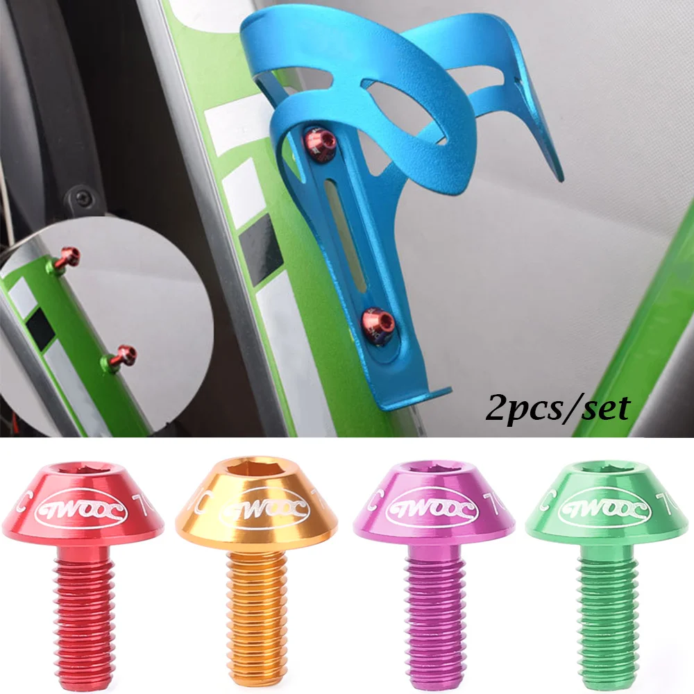 2pcs Bicycle Water Bottle Cage Holder Screw Bolts Durable Colorful Bike Accessory Aluminum Alloy M5 * 12mm bicycle bottle cage screws