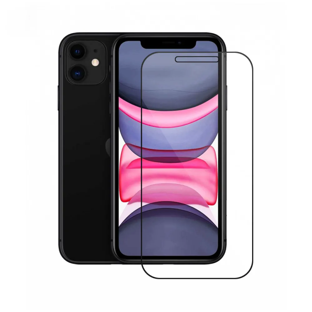 Защитное стекло MEDIAGADGET 2.5D FULL COVER GLASS для Apple iPhone 11(полноклеевое,черная рамка