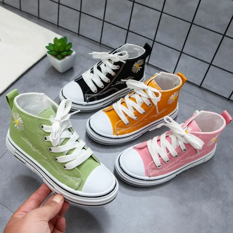 

Hot Autumn Fashion Kids boots Girl Breathable Shoes High top sneakers Children Shoes Kids Martin Boots for Girls canvas Flats