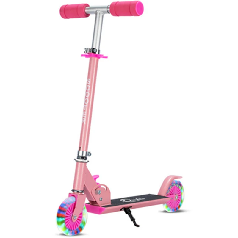Children's scooter, kids flashing wheel, foldable two-wheeled scooter, 6-12 years old, skating, sled, baby carriage