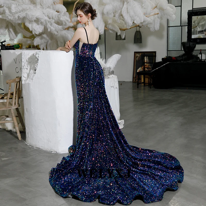 Robe De Soiree Longue Ever Pretty Little Mermaid разноцветные Сексуальные вечерние платья с блестками блестящего размера плюс вечерние платья
