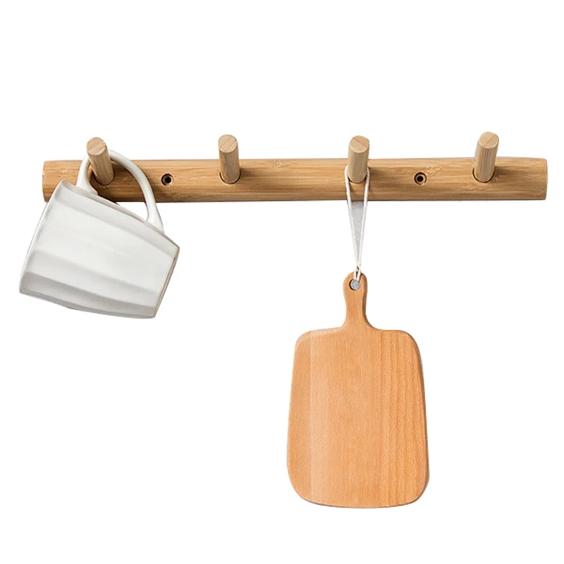 

Wooden Coat Hook Natural Wall Hanger Hook Hat Clothes Bag Rack Storage Shelf Key Holder Organizer Hook for Hanging Coat Row Hook