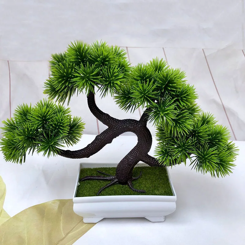 Искусственные зеленые растения бонсай имитация пластиковый маленький горшок для дерева украшения в горшках для домашнего стола украшения сада 52841 - Цвет: 2JH-52841-61