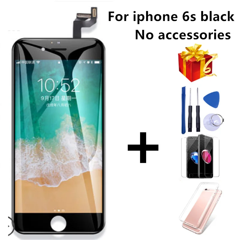 Класс AAA+++ для iPhone 6 6S Plus lcd с 3D сила кодирующий преобразователь сенсорного экрана в сборе для iPhone 5S дисплей без битых пикселей - Цвет: For  6s Black