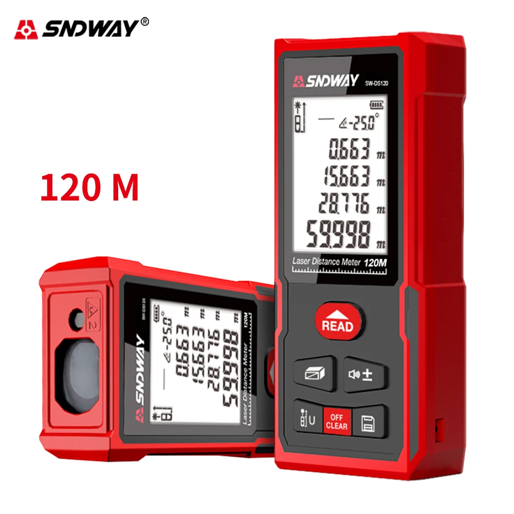Sndway electronic roulette laser rangefinder 40m 50m 70m 100m 120m laser distance meter digital trena lazer measure range finder