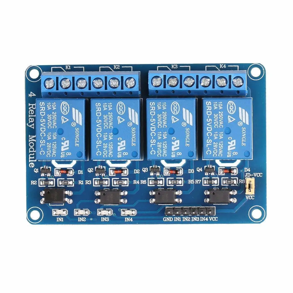4 Canali Dc 5V Modulo Relè Per Arduino Raspberry Pi Dsp Avr Pic Arm