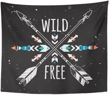 

Tapestry Crossed Ethnic Arrows and Tribal Boho Hippie American Indian Tapestries Wall Hanging for Living Room Bedroom Dorm