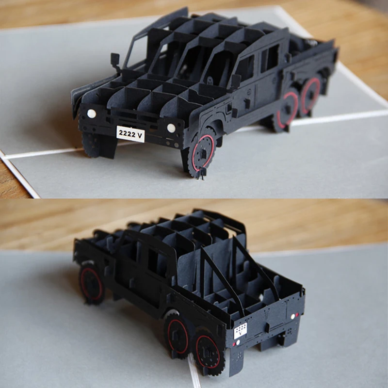 3D всплывающие джип автомобиль поздравительные открытки Рождественская открытка-приглашение на день рождения D08D