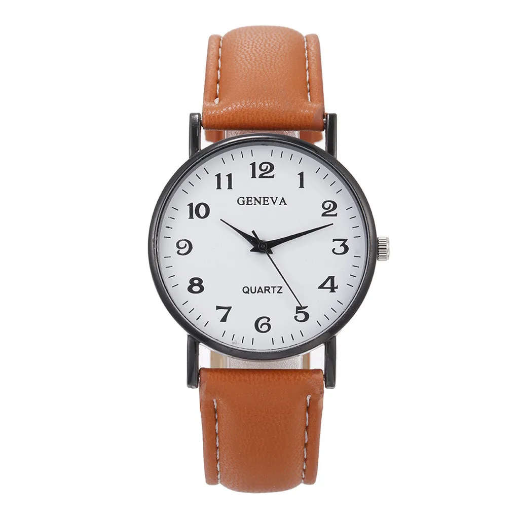 Relojes de pulsera de lujo para mujer, reloj de pulsera de cuero, esfera de acero inoxidable, informal