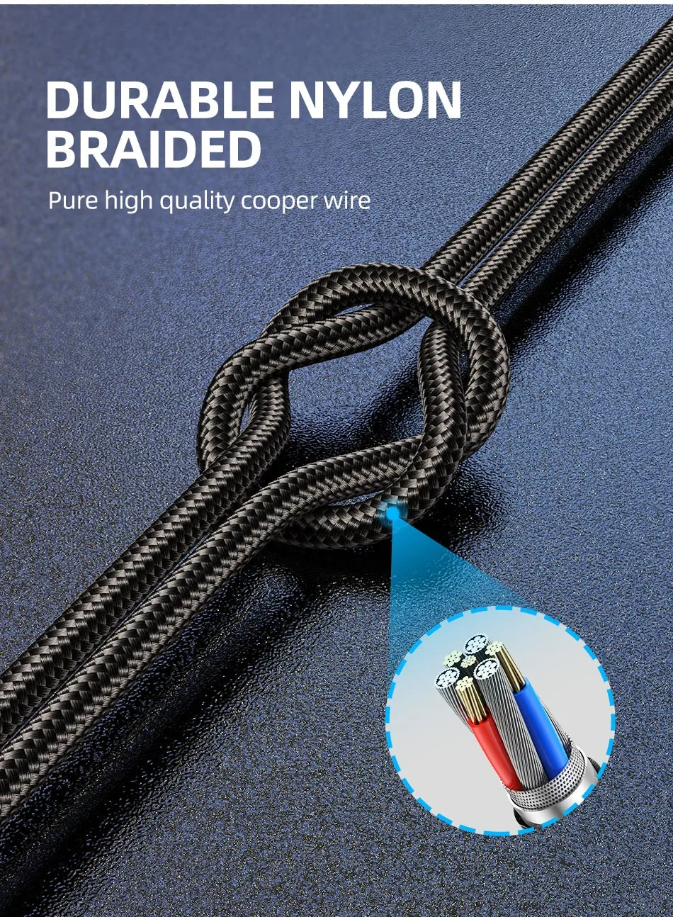 USLION USB Type C Cable For Samsung Galaxy A50 S10 S9 S8 Huawei P30 3.1 Fast Charging Charger For Xiaomi Redmi Note 7 Data Cord