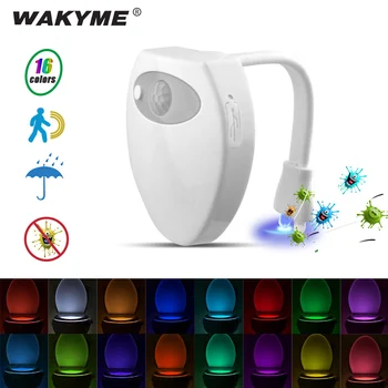 

WAKYME LED Toilet Light UVC Sterilization Lamp Motion Sensor Night Lamp 16 Colors Backlight USB recharging Waterproof WC Light