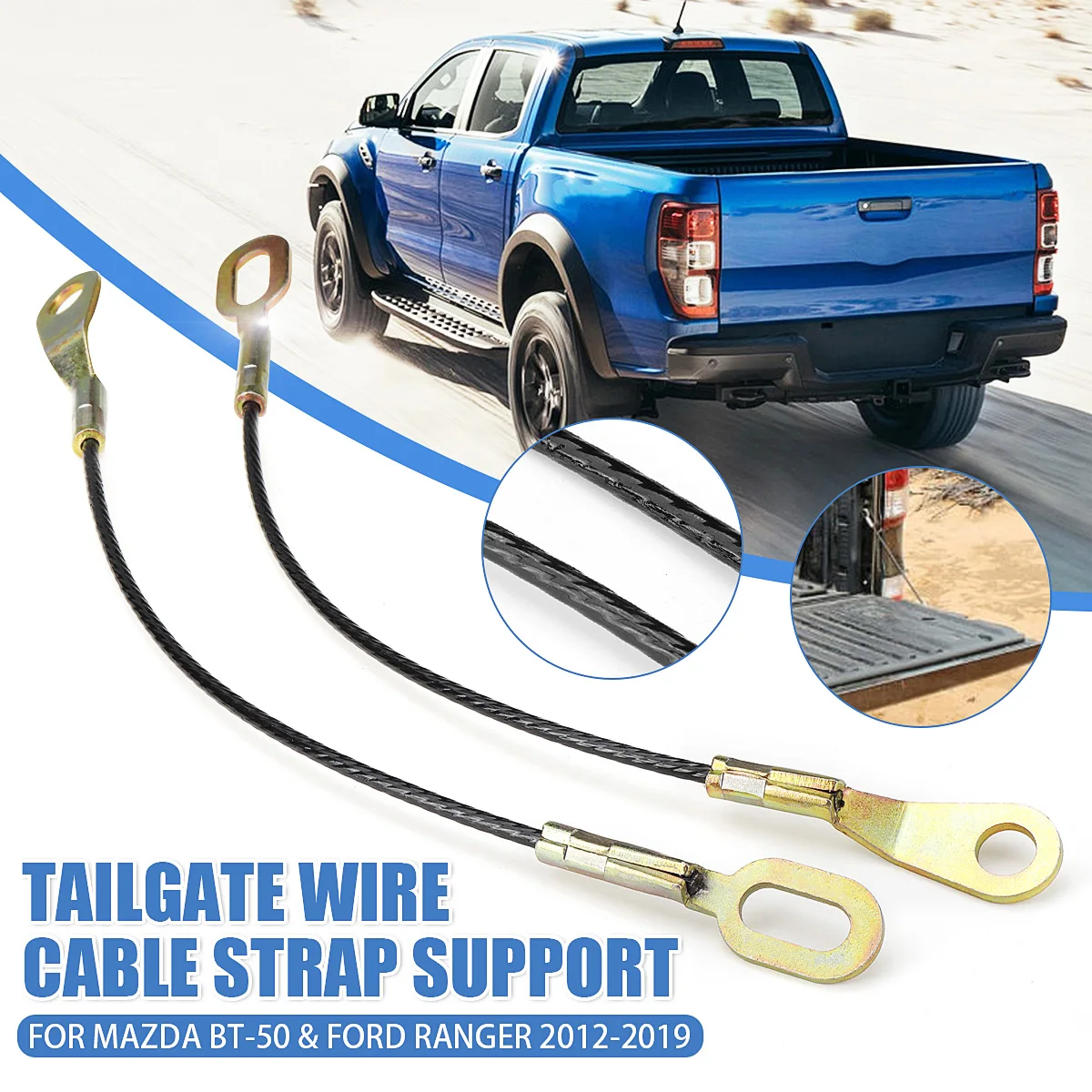 Cutogain 1 Pair Tailgate Tail Gate Cables Set for Ford Ranger 1993-2011 Mazda Pickup Truck 