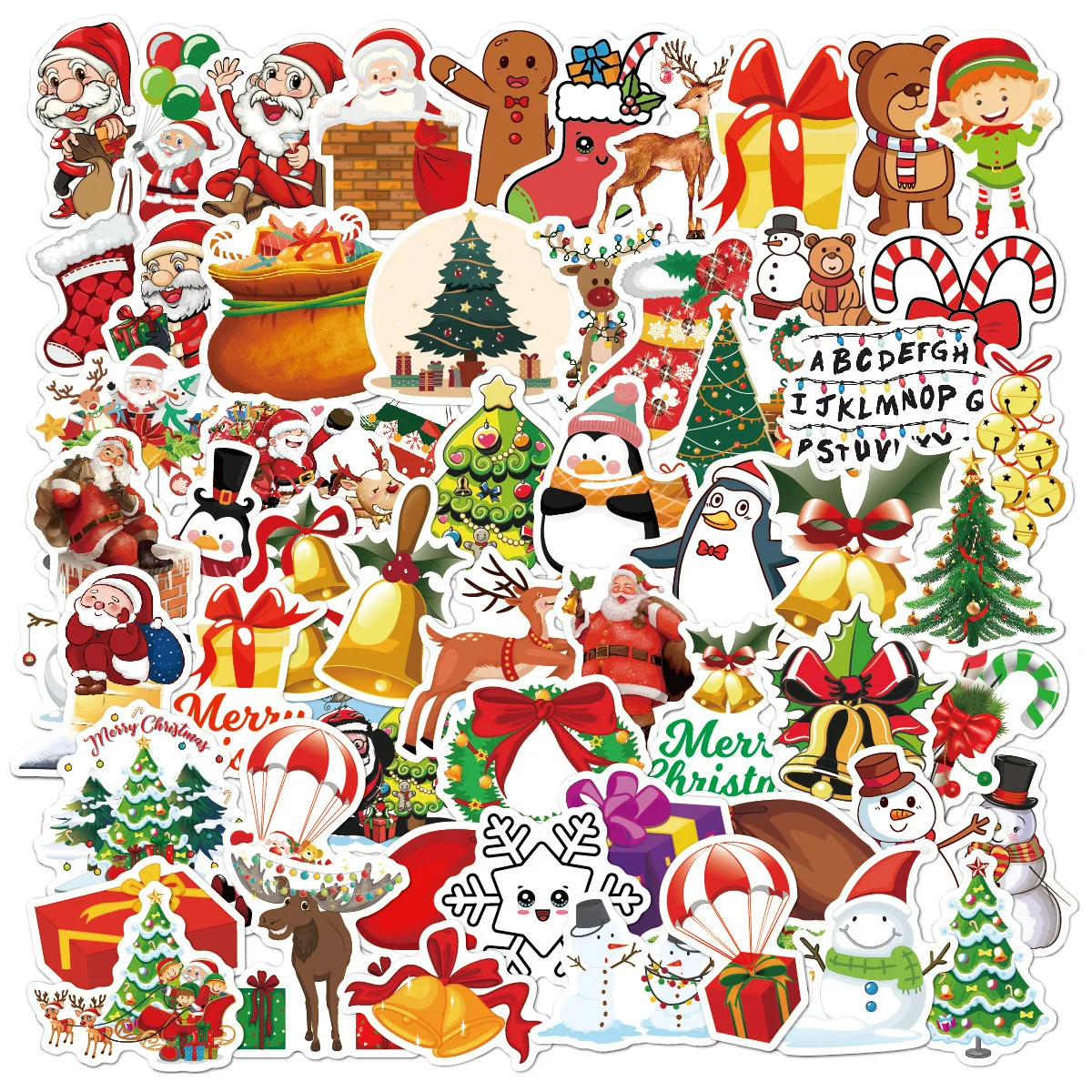 50pcs/lot Christmas Decor Stickers Christmas Window Sticker Holiday Atmosphere Christmas Decoration for Home New Year Kids Gift