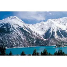 

GATYZTORY Painting By Numbers For Adults Blue River Snow Mountain Landscape Oil Picture 60x75cm Frame Home Wall Decor Photos