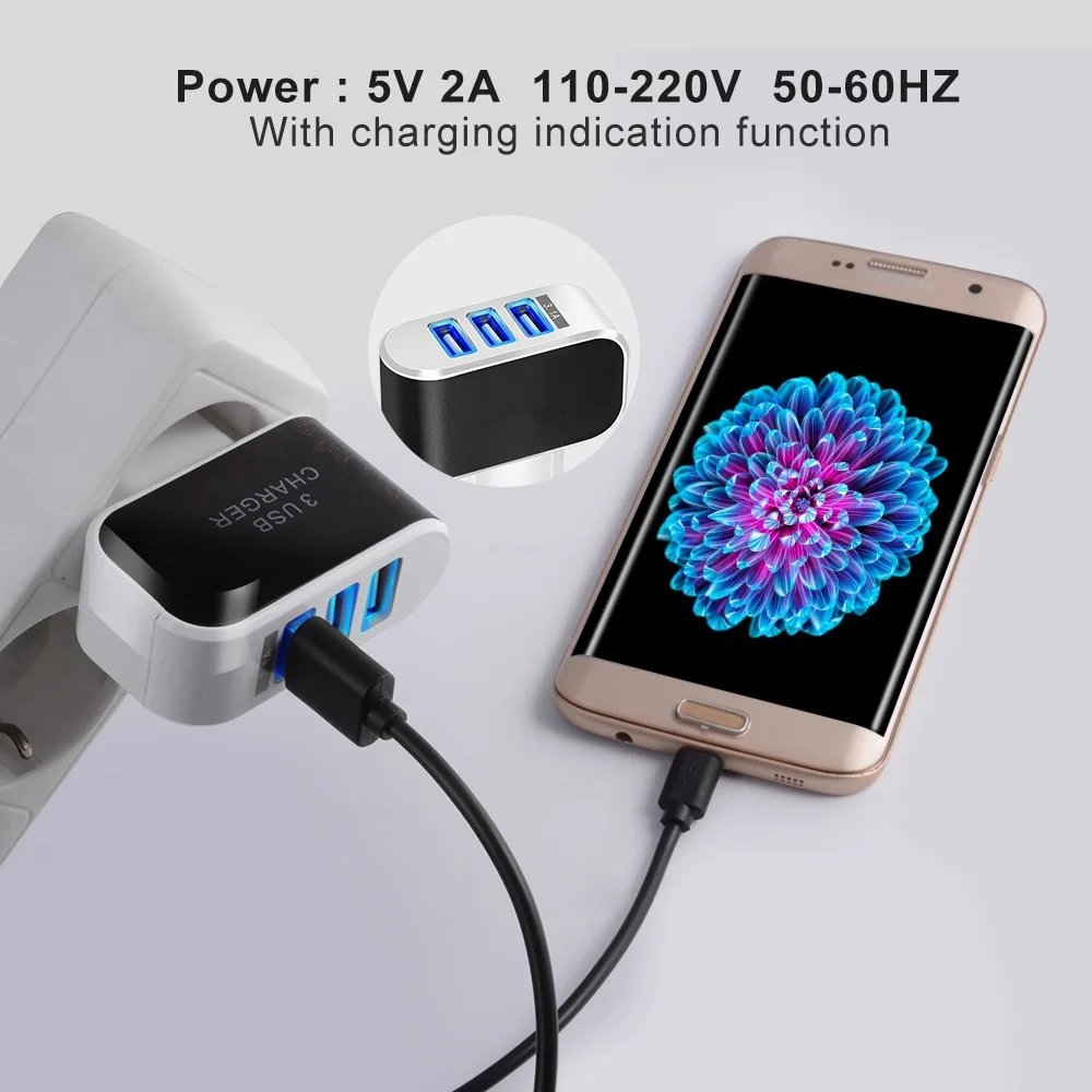 3 порта USB 5 V/2A Зарядное устройство 3.1A для смартфонов на платформе Android USB настенное Зарядное устройство для samsung huawei Xiaomi LG ЕС мобильный телефон Зарядное устройство