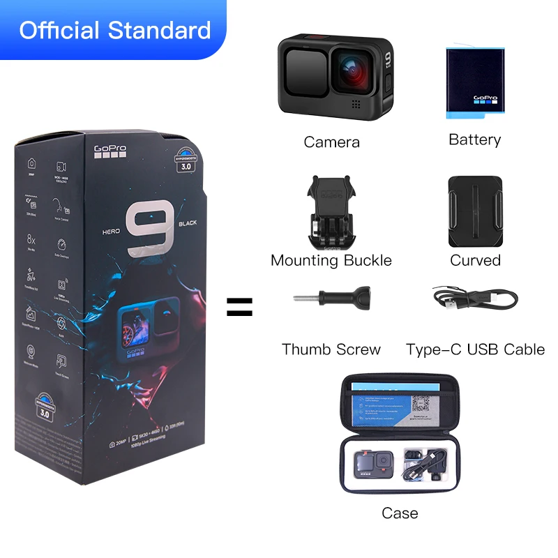 GoPro HERO 9 Black Underwater Action Camera 4K 5K with Color Front Screen, Sports Cam  20MP Photos, Live Streaming Go Pro HERO 9