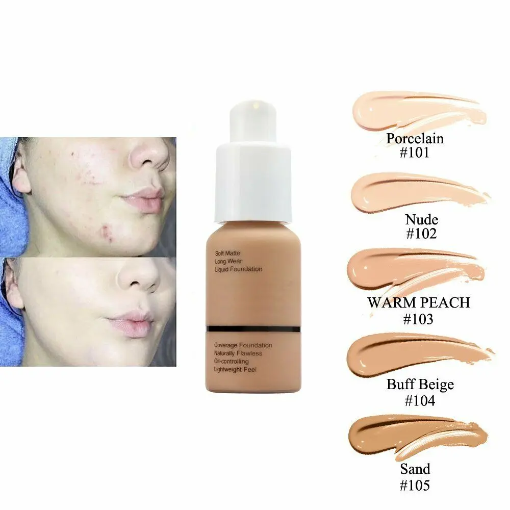 

Soft Matte Full Coverage Liquid Foundation Concealer Long Lasting Flawless Color Changing Foundation