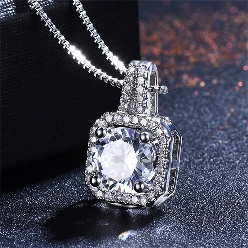 Blaike очаровательное 925 пробы серебряное круглое циркониевое ожерелье с подвеской для женщин, свадебное обручальное ожерелье, ювелирные изделия, подарки
