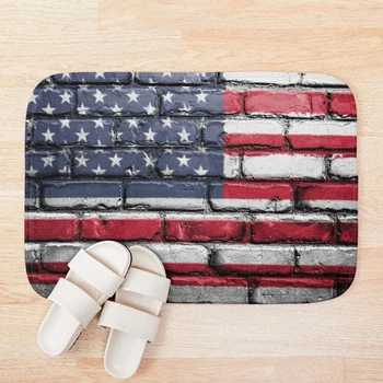 

Red White and Blue Flag on Brick Bath Mat Custom One Direction Doormat Home Decor Door mat Floor Mat Bath Mats foot pad