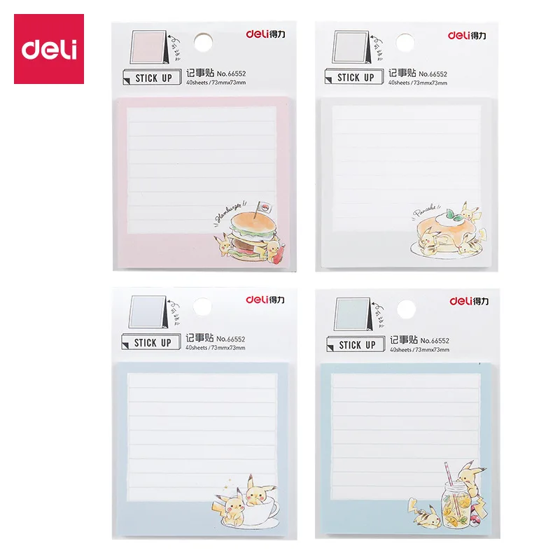 

Deli 66552 Pikachu Hipster Sticky Notes Cute Notepad Adhesive Paper Stationery Creative Removable Self-stick Notes