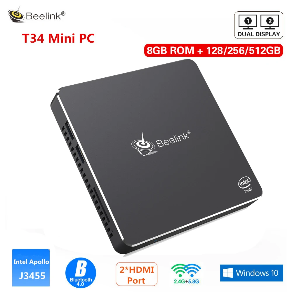 Beelink Gemini T34 Мини ПК Intel Apollo Lake N3450 Windows10 8 Гб 128/256/512 двойной экран 2 4G/5 8G WiFi BT4.0 |