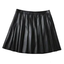 Плиссированная юбка из натуральной кожи, Женская мини-юбка с высокой талией, модная школьная форма из натуральной овчины, Женская теннисная мини-юбка