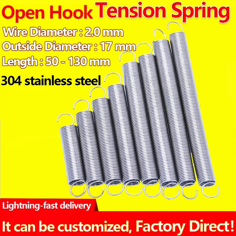 Extension Tension Spring Wire Diameter 2.0mm Steel Material Hook Springs For DIY 