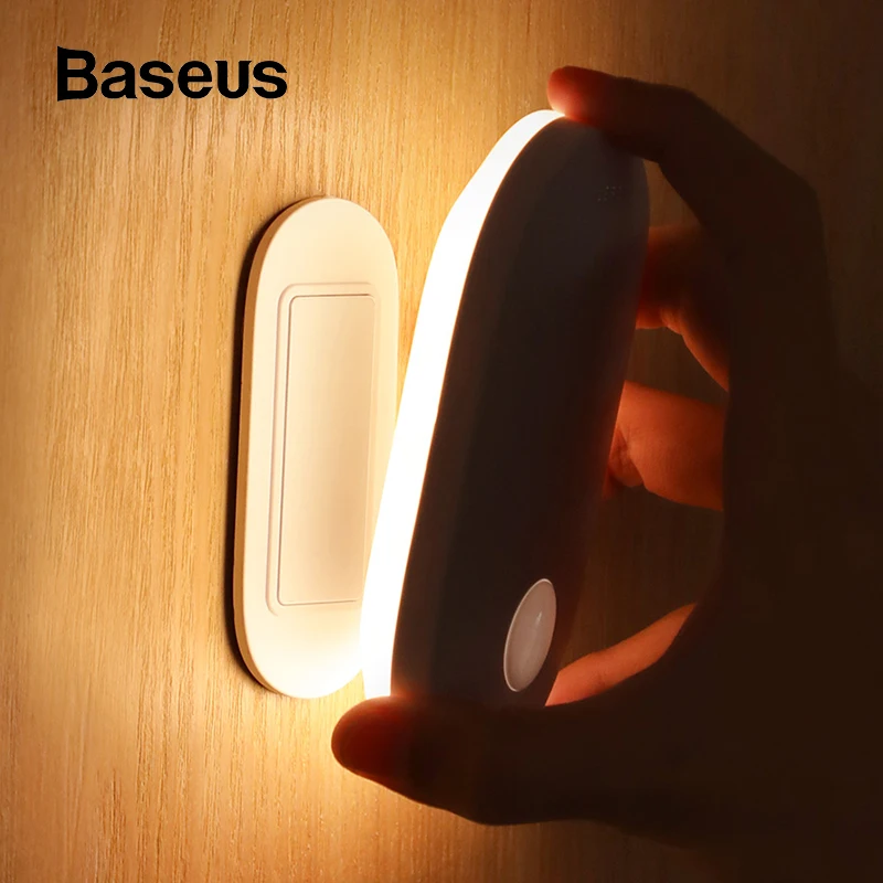 

Baseus Smart Night Light Rechargeable LED Light PIR Intelligent Motion Sensor Body Automatic Induction Bedroom Closet Night Lamp