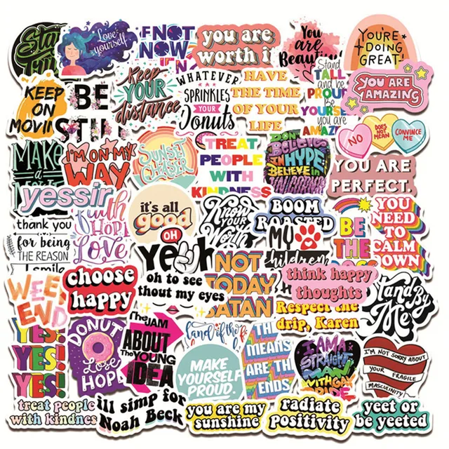 10/30/50PCS Motivational Quotes Sentences Phrases Stickers DIY Fridge Laptop Luggage Skateboard Graffiti Joke Sticker 1